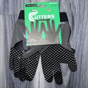 Cutters S150 Football Game Day Receiver Gloves Black Adult L /XL Sticky Grip